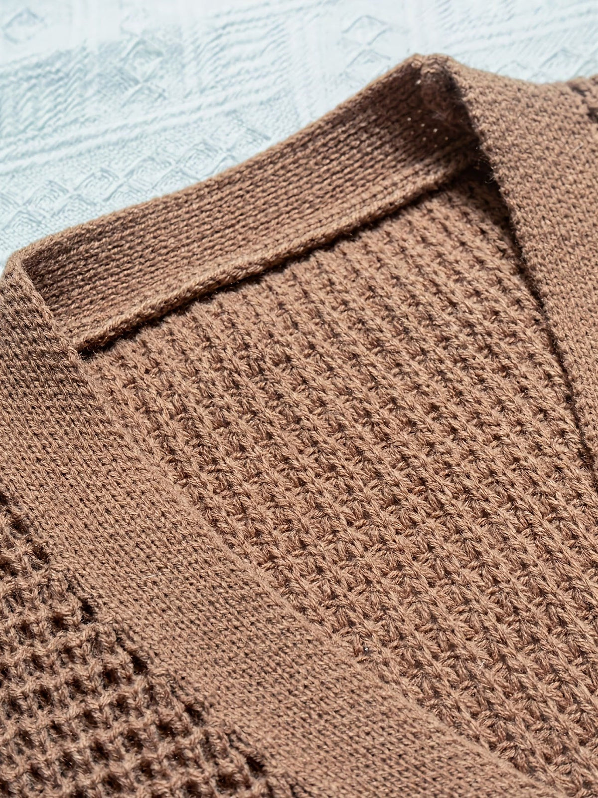 Homme Gilet Col V Maille Gaufrée Boutonné