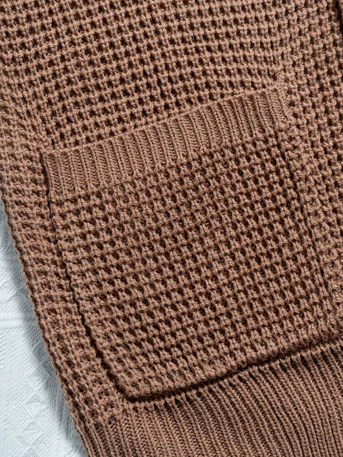 Homme Gilet Col V Maille Gaufrée Boutonné