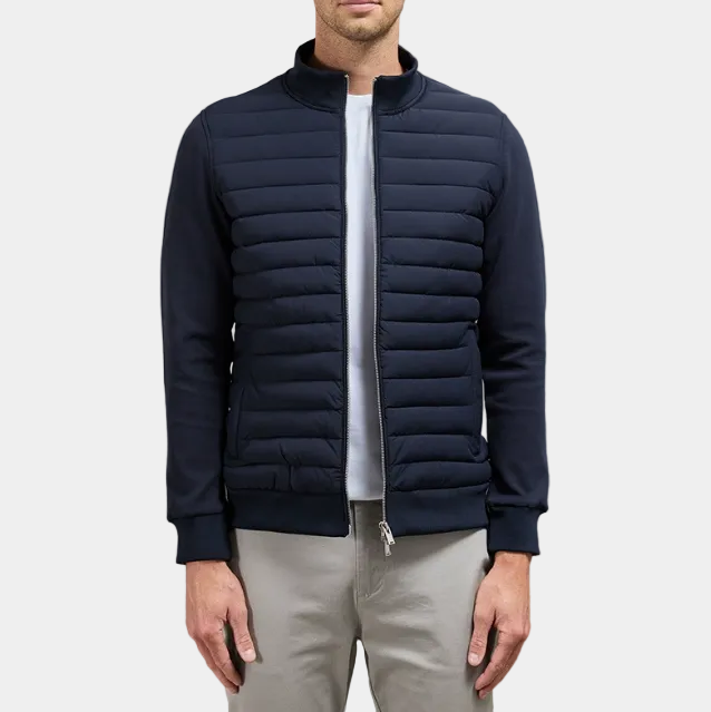 Homme Blouson Col Montant Panneaux Matelassés