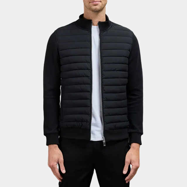 Homme Blouson Col Montant Panneaux Matelassés