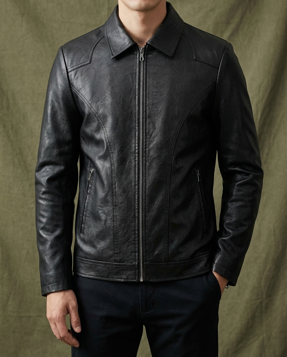 Homme Blouson Col Classique Fermeture Zippée