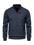 Homme Blouson Col Montant Poches Latérales