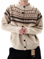 Homme Cardigan Col Rond Manches Raglan Boutonné