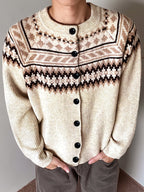 Homme Cardigan Col Rond Manches Raglan Boutonné
