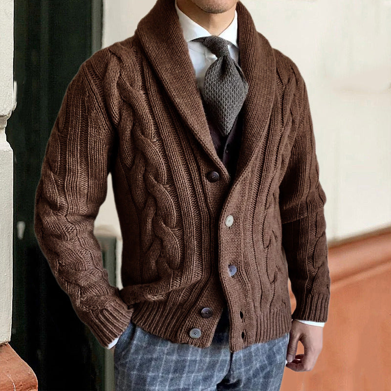 Homme Cardigan Col Châle Fermeture Boutonnée