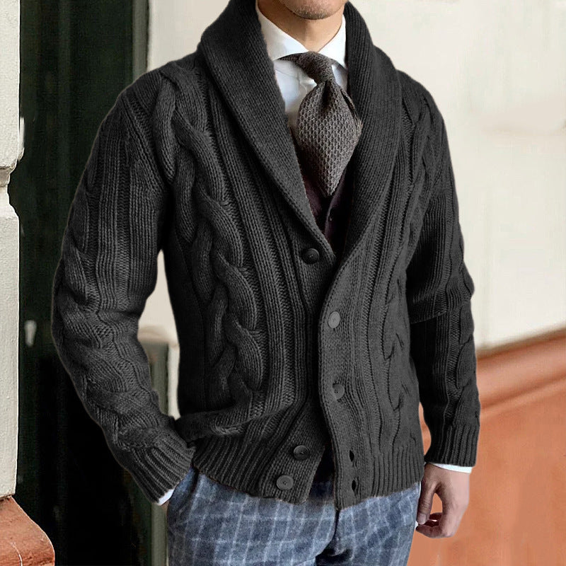 Homme Cardigan Col Châle Fermeture Boutonnée
