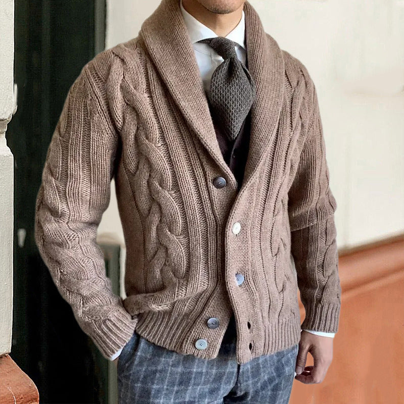 Homme Cardigan Col Châle Fermeture Boutonnée