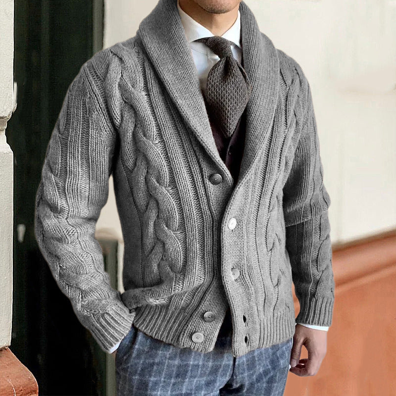 Homme Cardigan Col Châle Fermeture Boutonnée