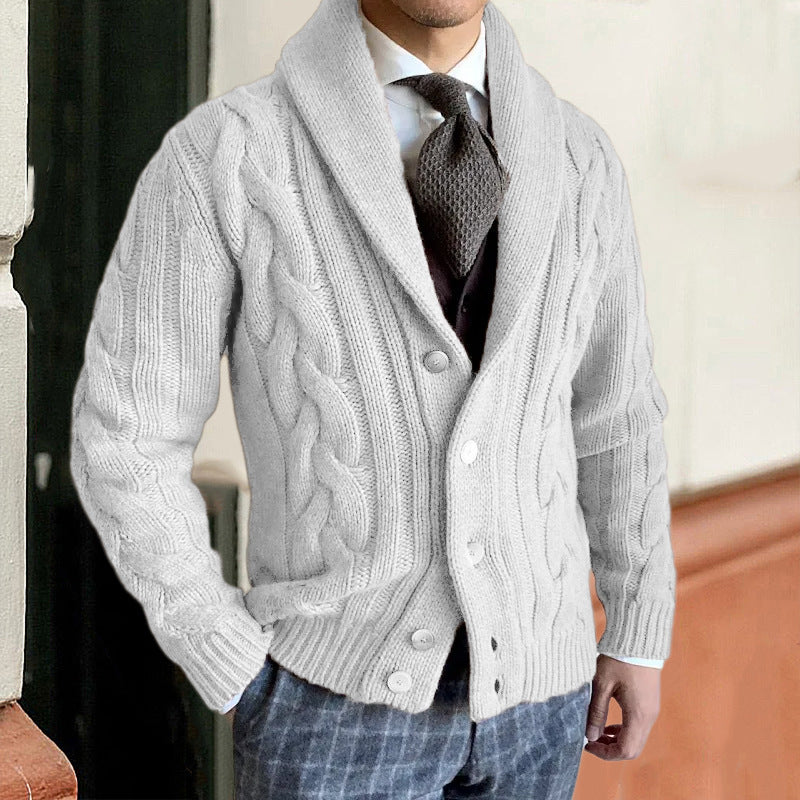 Homme Cardigan Col Châle Fermeture Boutonnée