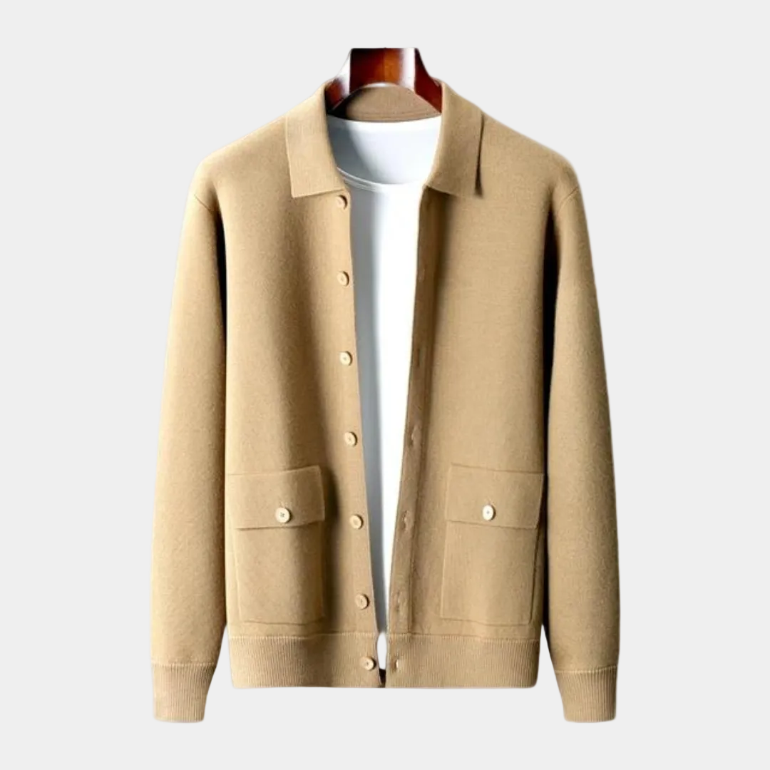 Homme Cardigan Col Chemise Fermeture Boutonnée