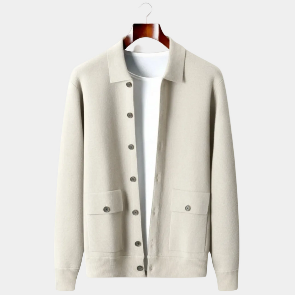 Homme Cardigan Col Chemise Fermeture Boutonnée