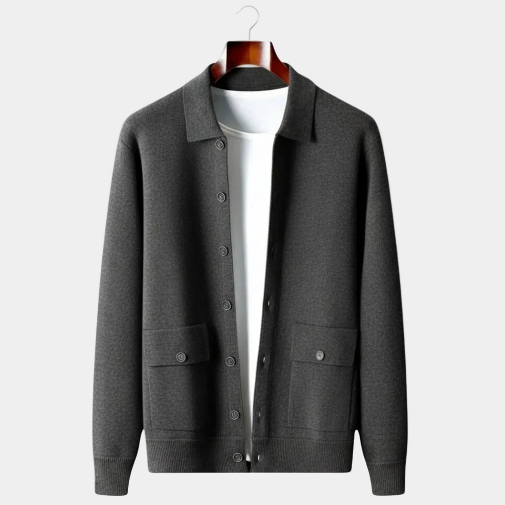 Homme Cardigan Col Chemise Fermeture Boutonnée