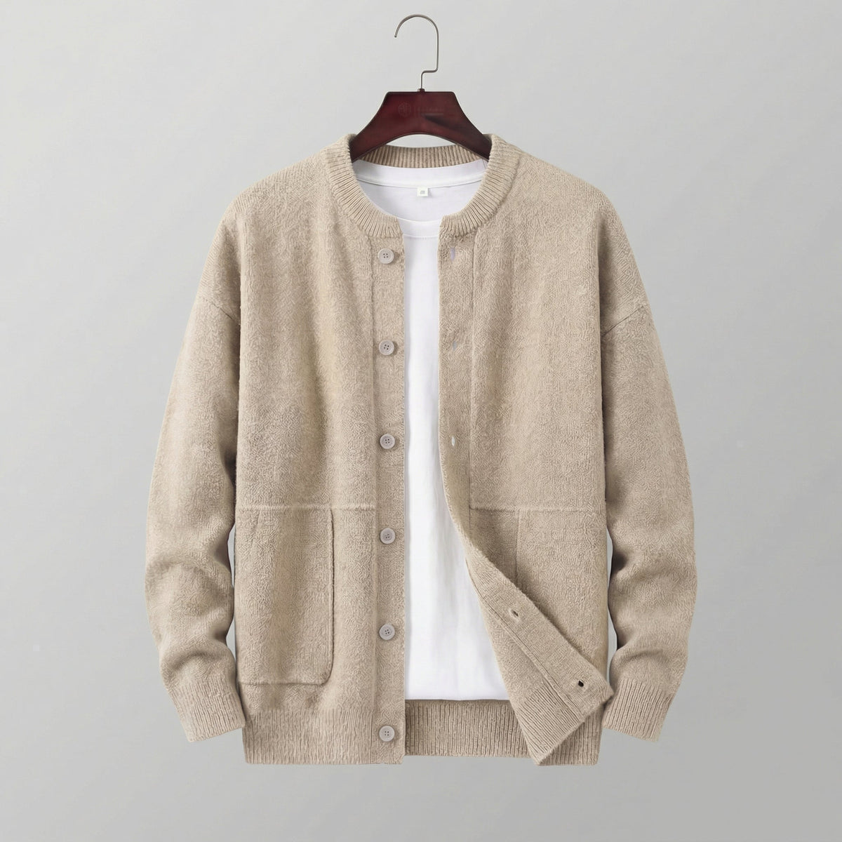 Homme Cardigan Fermeture Boutonnée Col Rond