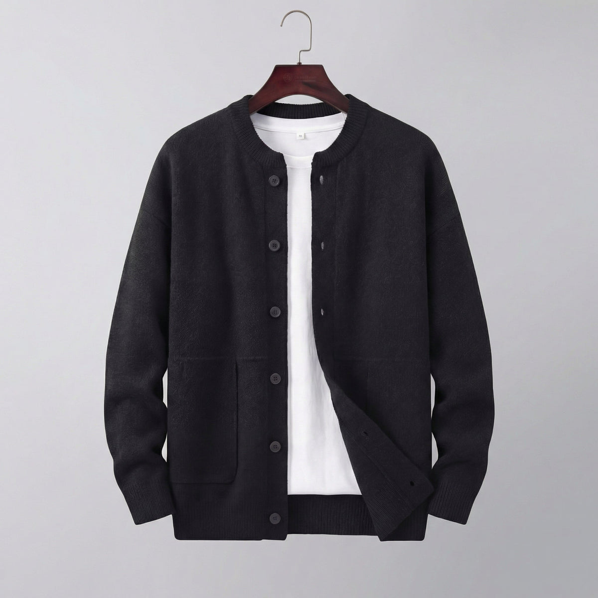 Homme Cardigan Fermeture Boutonnée Col Rond