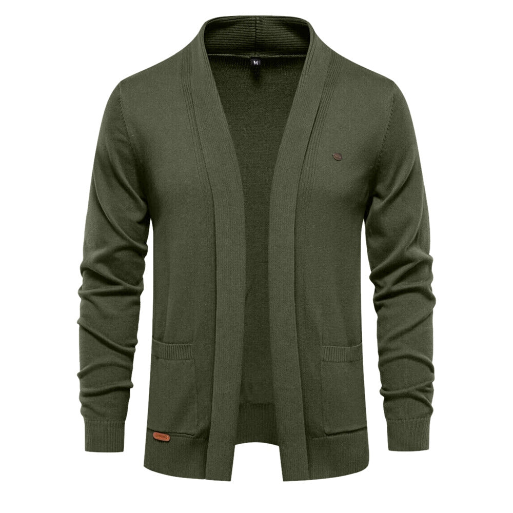 Homme Cardigan Col Châle Poches Plaquées