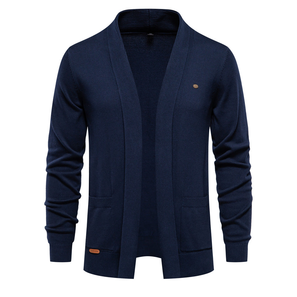 Homme Cardigan Col Châle Poches Plaquées