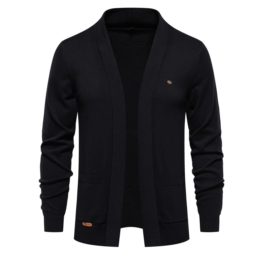 Homme Cardigan Col Châle Poches Plaquées