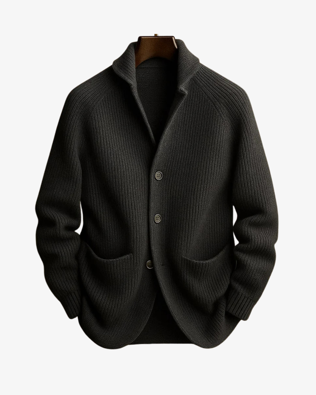 Homme Cardigan Col Châle Maille Côtelée