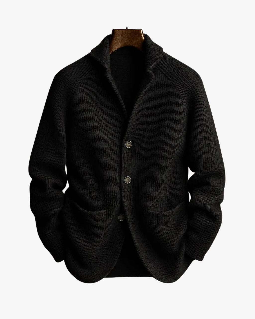 Homme Cardigan Col Châle Maille Côtelée