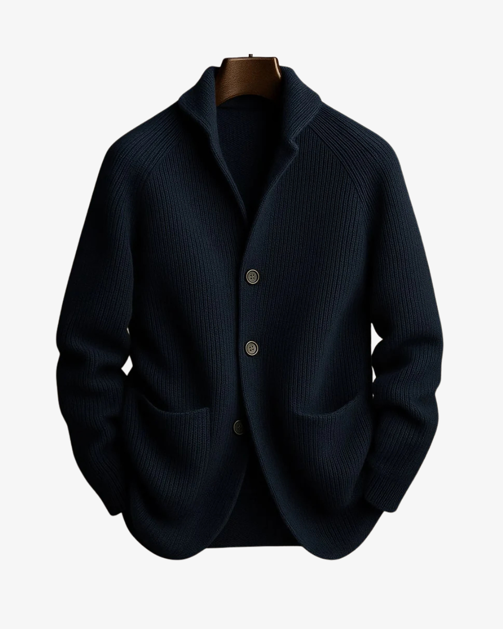 Homme Cardigan Col Châle Maille Côtelée