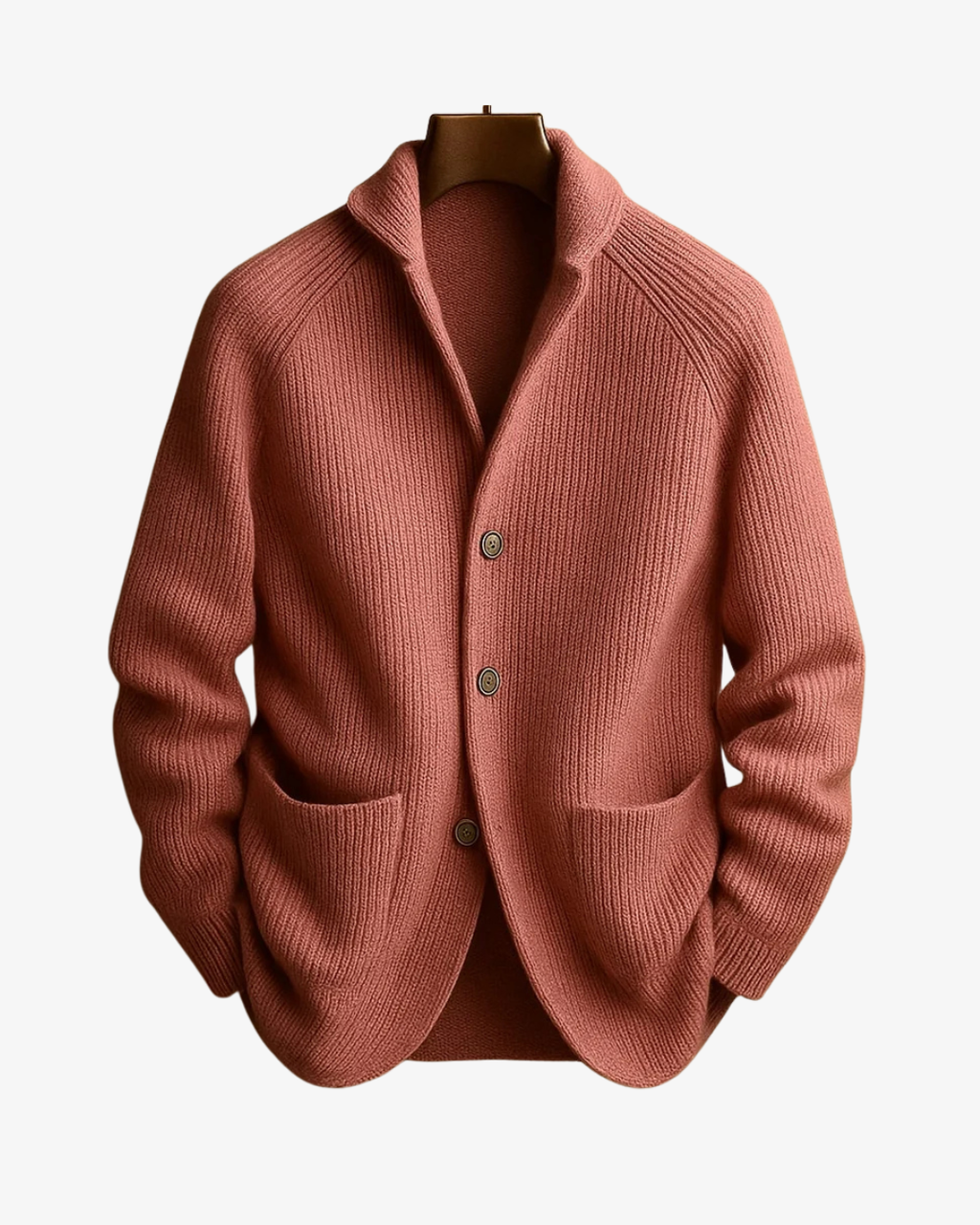 Homme Cardigan Col Châle Maille Côtelée