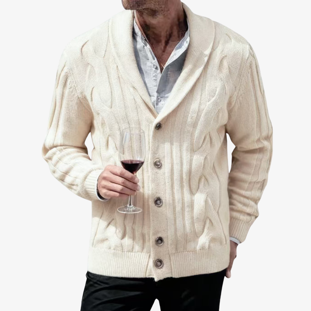 Homme Cardigan Col Châle Manches Longues