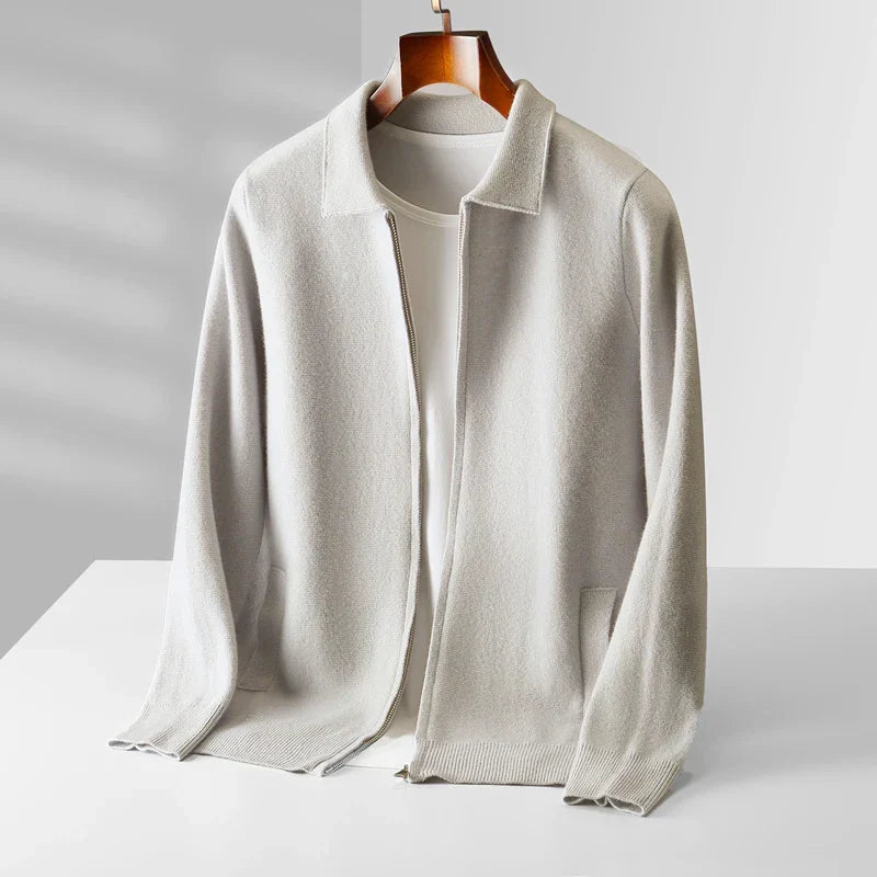 Homme Cardigan Fermeture Zippée Col Chemise