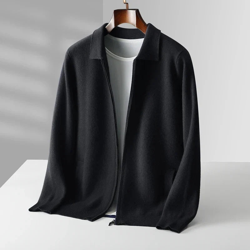 Homme Cardigan Fermeture Zippée Col Chemise