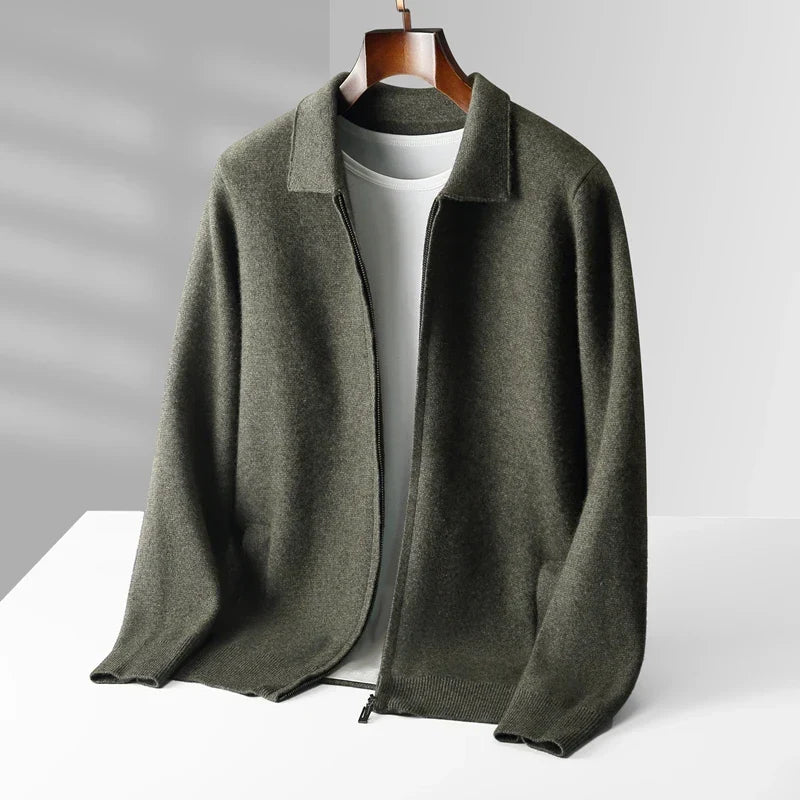 Homme Cardigan Fermeture Zippée Col Chemise