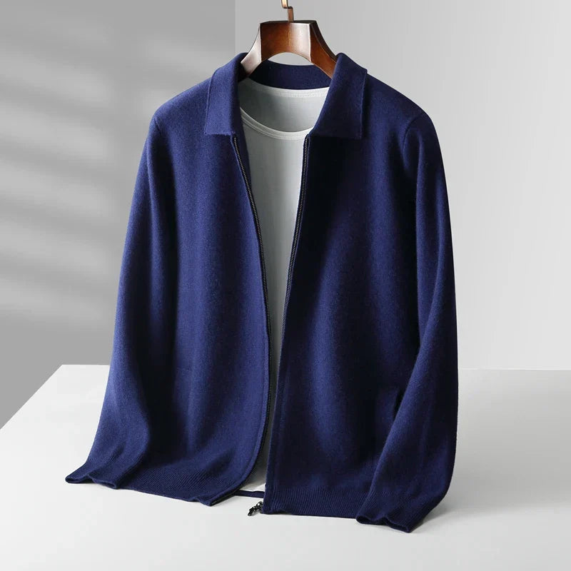 Homme Cardigan Fermeture Zippée Col Chemise