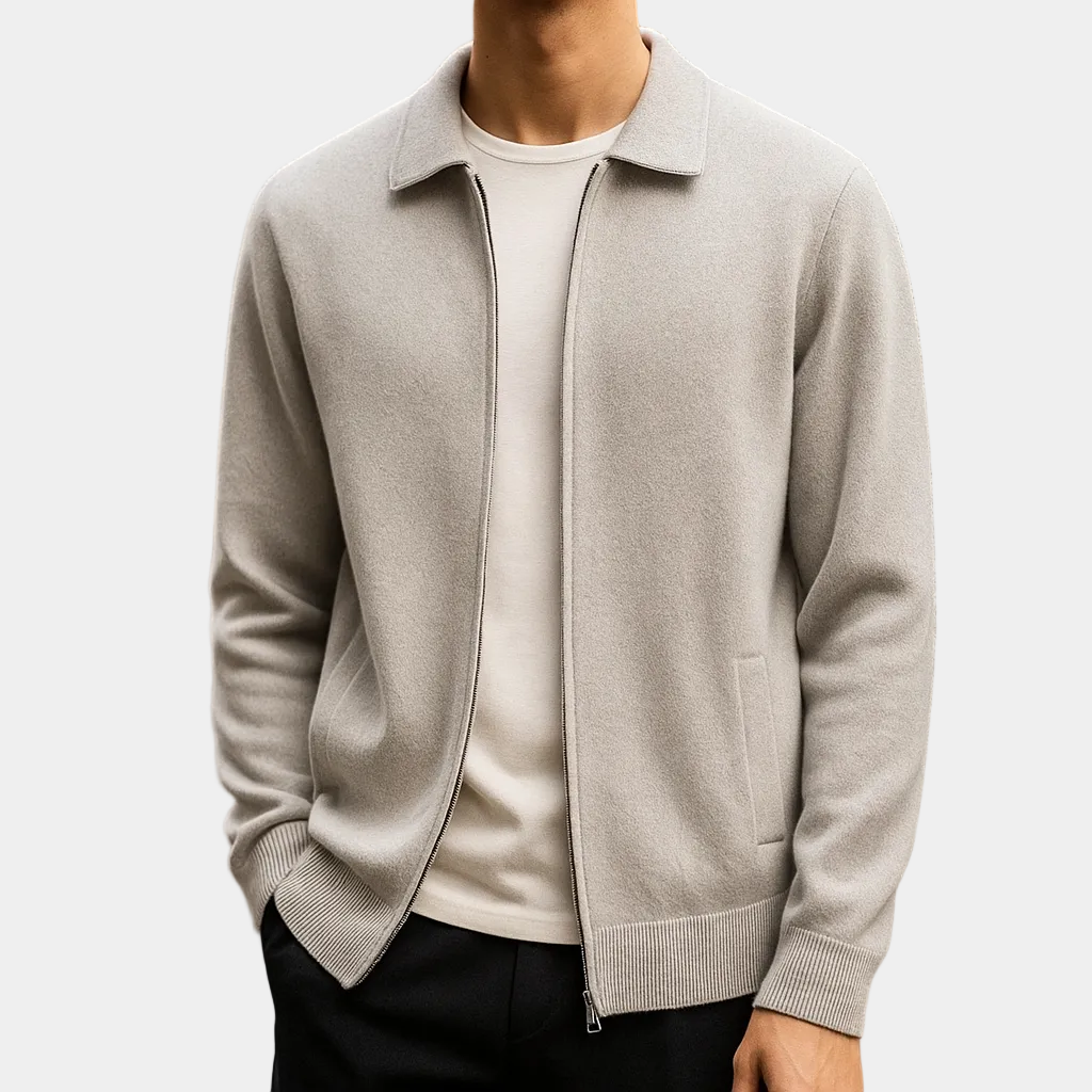 Homme Cardigan Fermeture Zippée Col Chemise