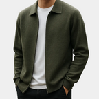 Homme Cardigan Fermeture Zippée Col Chemise