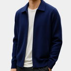 Homme Cardigan Fermeture Zippée Col Chemise
