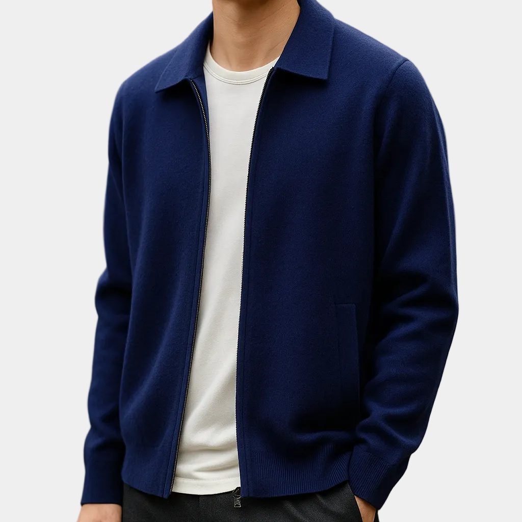 Homme Cardigan Fermeture Zippée Col Chemise