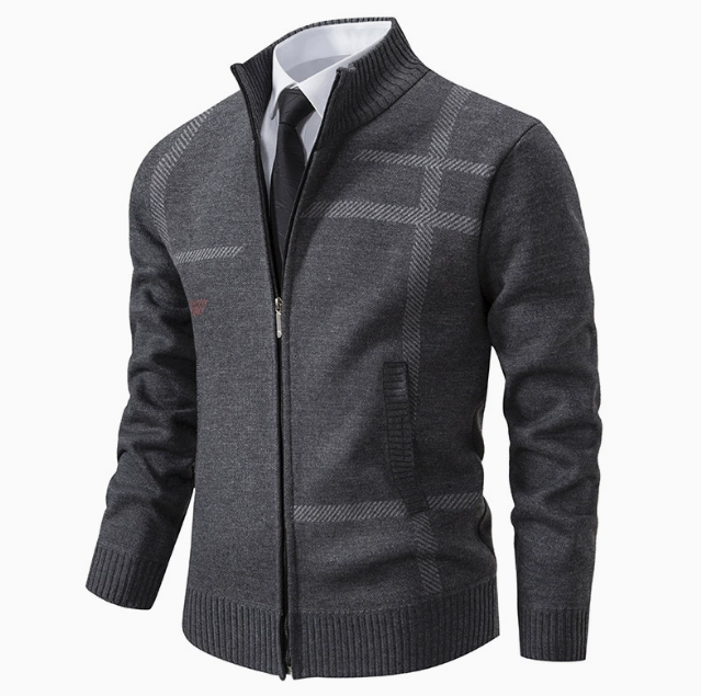 Homme Cardigan Fermeture Zippée Col Montant