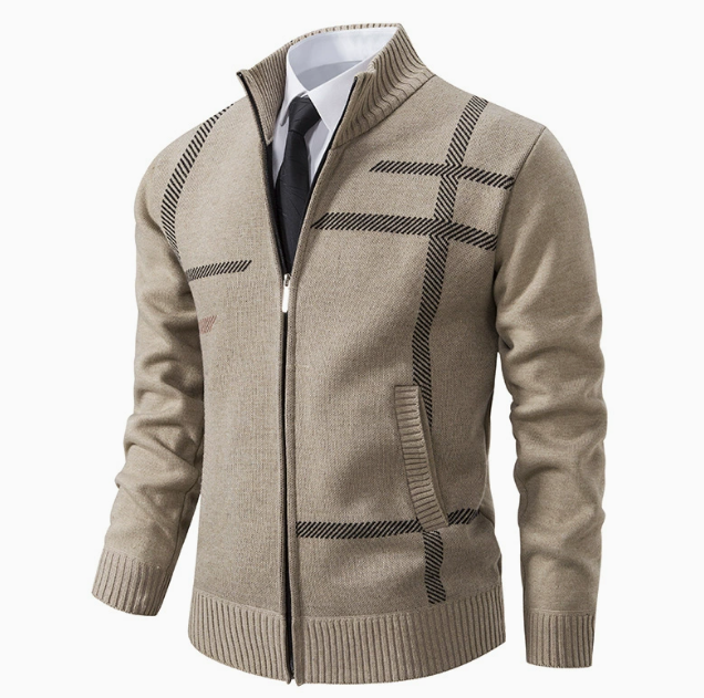 Homme Cardigan Fermeture Zippée Col Montant