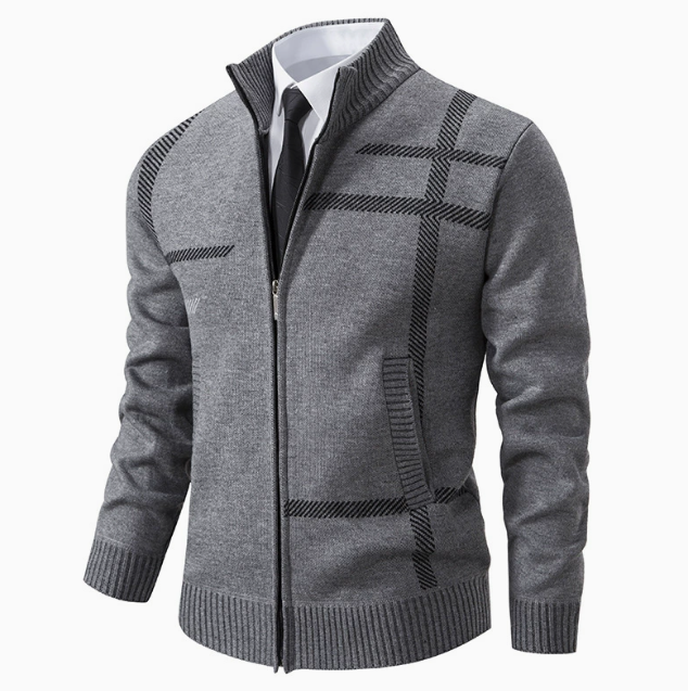 Homme Cardigan Fermeture Zippée Col Montant
