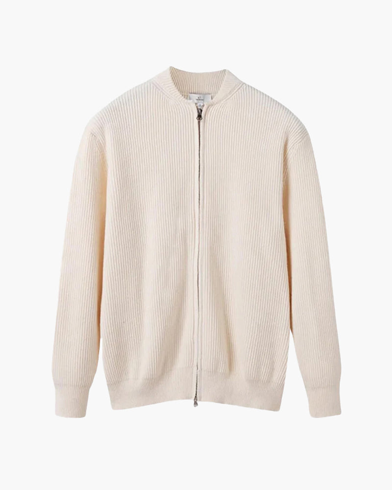 Homme Cardigan Fermeture Zippée Col Rond