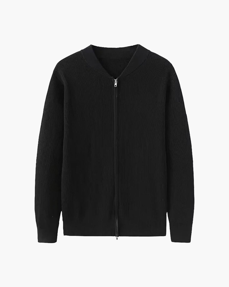 Homme Cardigan Fermeture Zippée Col Rond