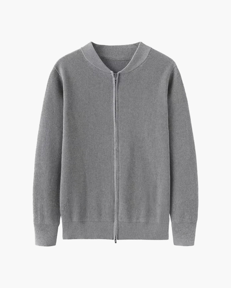 Homme Cardigan Fermeture Zippée Col Rond
