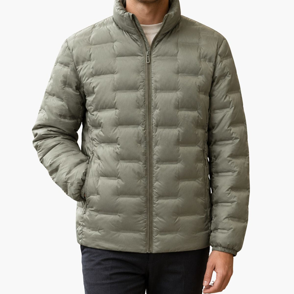 Homme Doudoune Matelassage Horizontal Col Montant