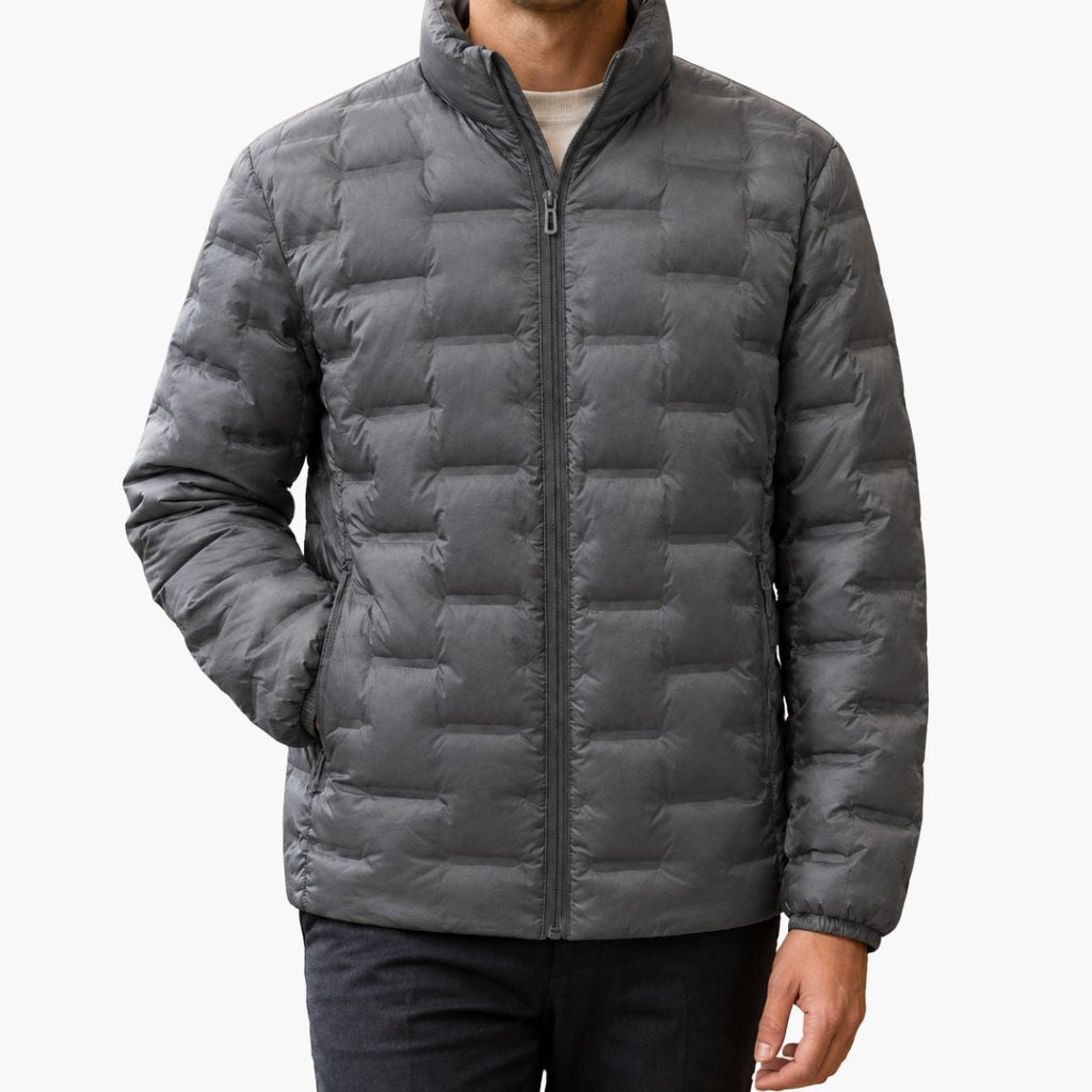 Homme Doudoune Matelassage Horizontal Col Montant