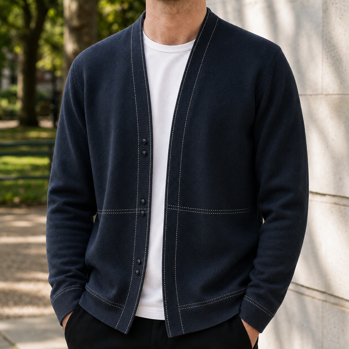 Homme Gilet Fermeture Boutonnée Manches Longues