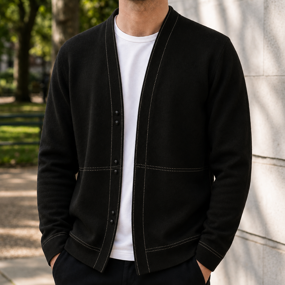 Homme Gilet Fermeture Boutonnée Manches Longues