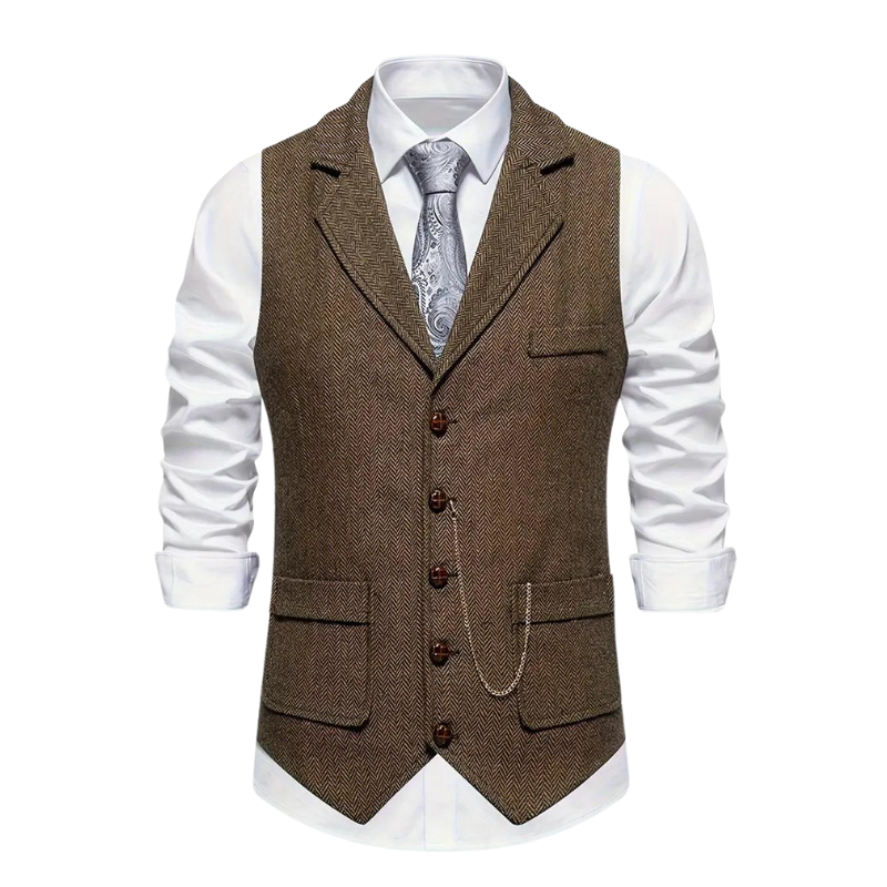 Homme Gilet Fermeture Boutons Poche Poitrine