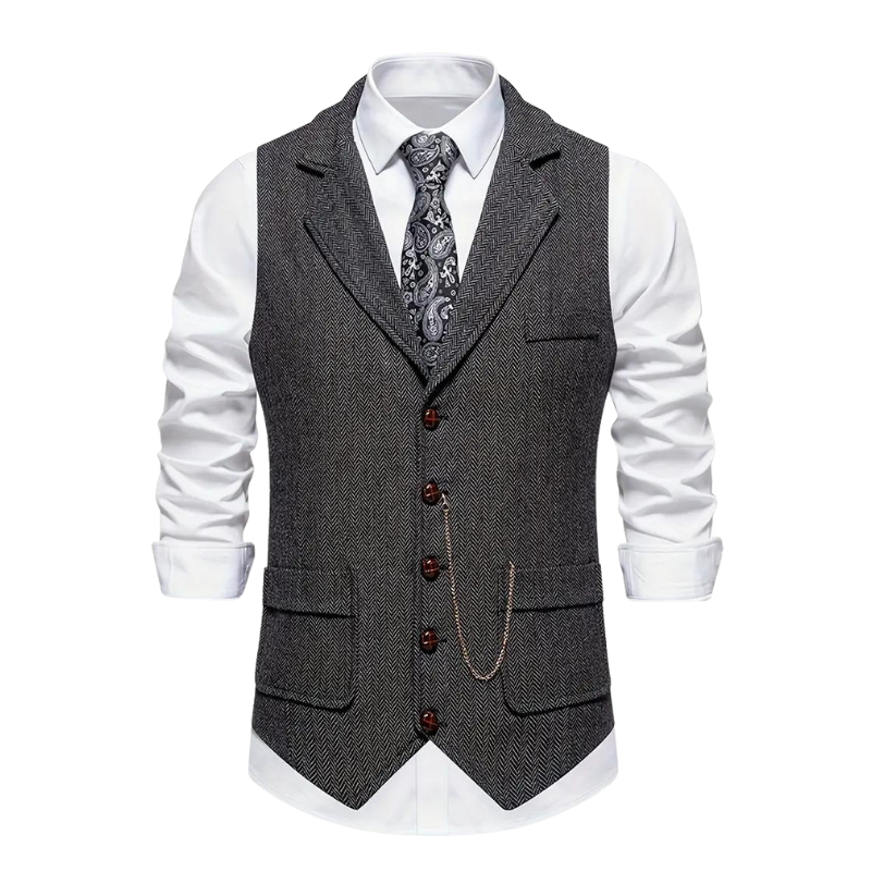 Homme Gilet Fermeture Boutons Poche Poitrine