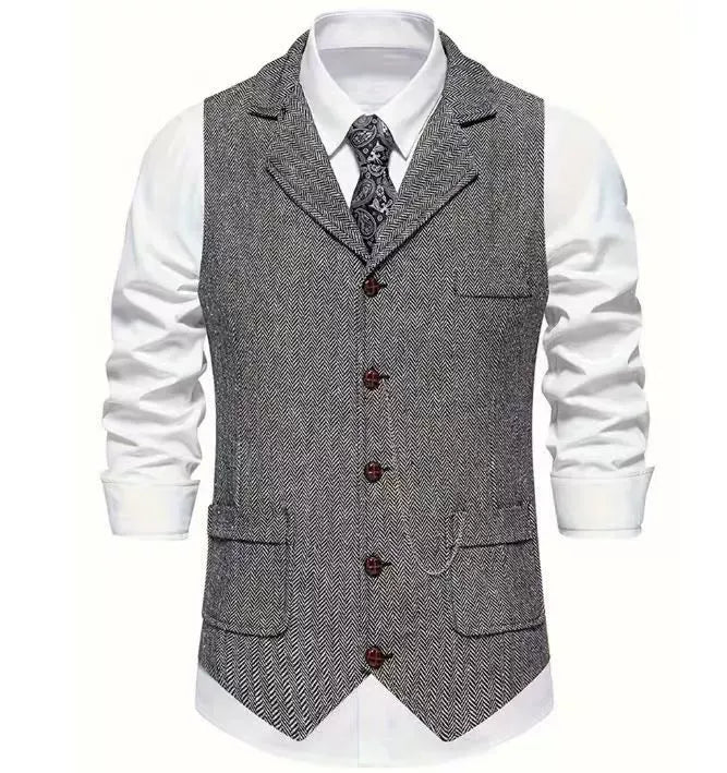 Homme Gilet Fermeture Boutons Poche Poitrine