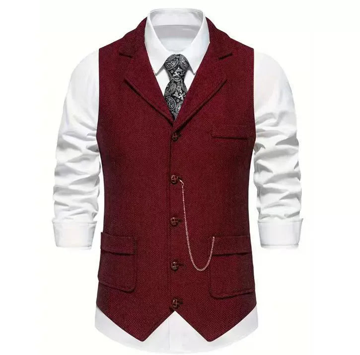 Homme Gilet Fermeture Boutons Poche Poitrine