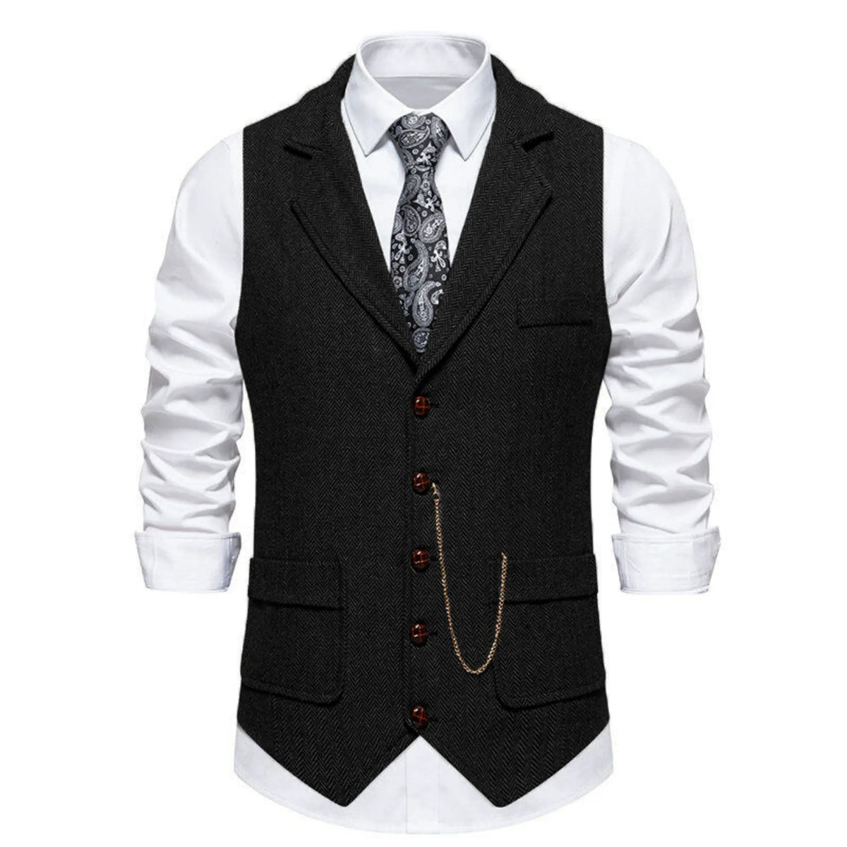 Homme Gilet Fermeture Boutons Poche Poitrine