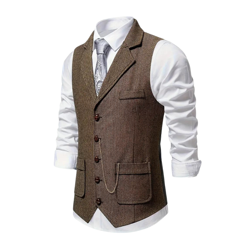 Homme Gilet Fermeture Boutons Poche Poitrine